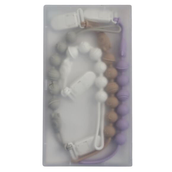 Silicone Pacifier Clips Lot of 5 Gray White Beige Purple Green Baby Infant Gift - Picture 3 of 6